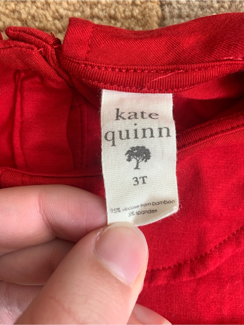 3T Kate Quinn Red Girls’ Dress with Peter Pan Collar Bamboo - Picture 2 of 4